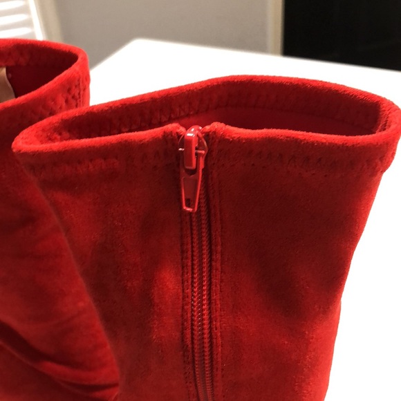 Red Suede Booties - Picture 8 of 8